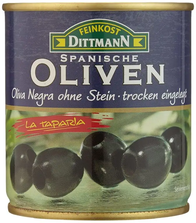 Feinkost Dittmann Oliven Schwarz Trocken ohne Stein, 8er Pack (8 x 85 g)