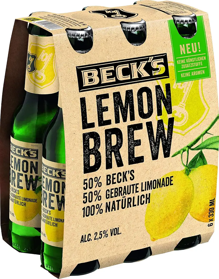 Beck's Lemon Brew Natur Radler, MEHRWEG (6 x 0,33 l)