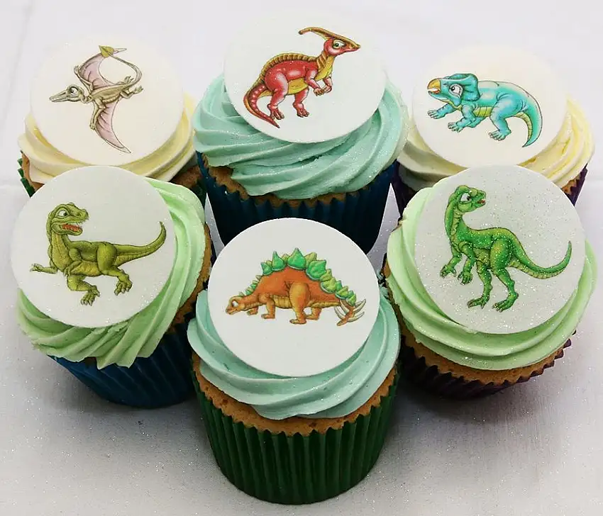 Wunderschöne essbare Kuchendekorationen - 24 Dinosaurier/24 Edible Dinosaur Cake Decorations