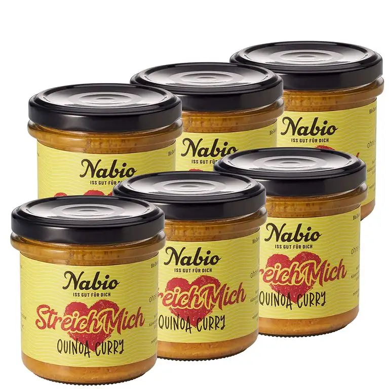 Nabio Aufstrich Quinoa Curry, Bio Brotaufstrich, vegan, 6er Pack (6 x 140 g)