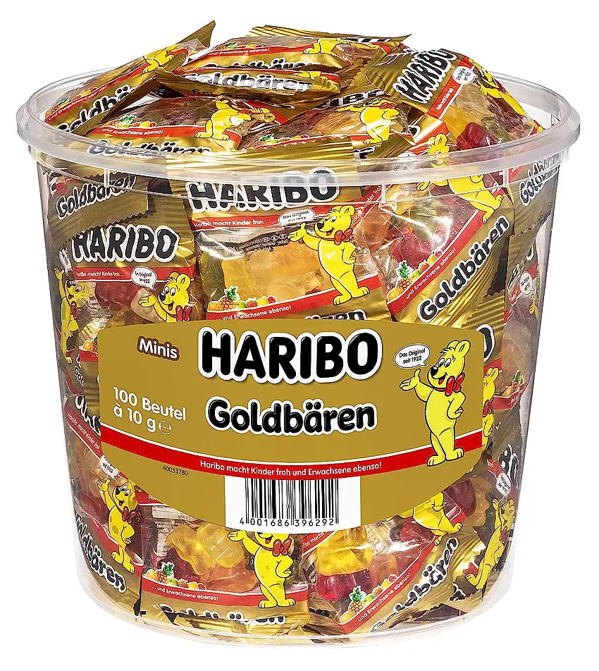 Haribo Goldbären 100 Minibeutel, 980 g Dose