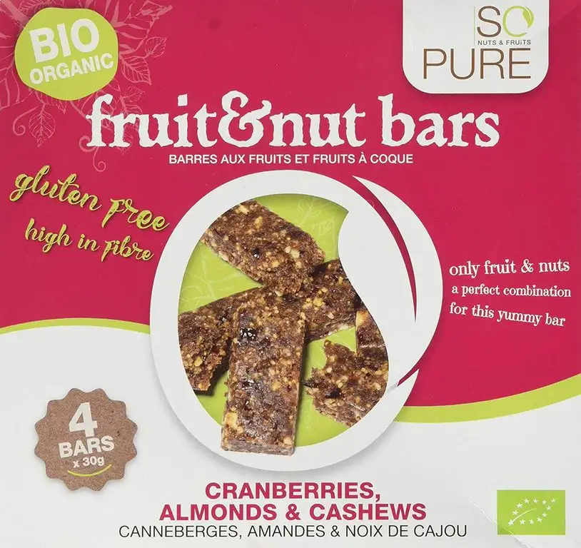 SO PURE Frucht + Nussriegel Cranberry, 6er Pack (6 x 120 g)