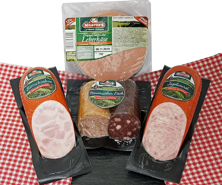 Hausmacher Wurstpaket Brotzeit Set | Leberkäse | Leberwurst geräuchert | Blutwurst | Bierschinken | Jagdwurst 1,1kg