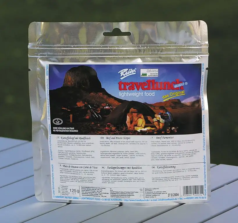 Travellunch Fertiggericht Reis mit Rindfleisch und Paprika Outdoor-Nahrung