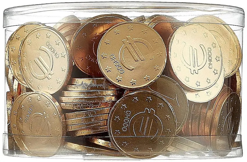 Theobroma Goldgeld Schokoladen Euros, lose Münzen in der Dose, 1er Pack (1 x 1 kg)