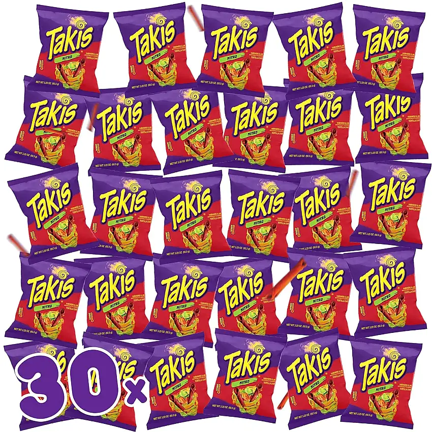 Takis Nitro Extrem Scharf, 92,3g je Packung - Günstig als XXL SPAR BUNDLE - Extreme Spicy! (30x Stück)