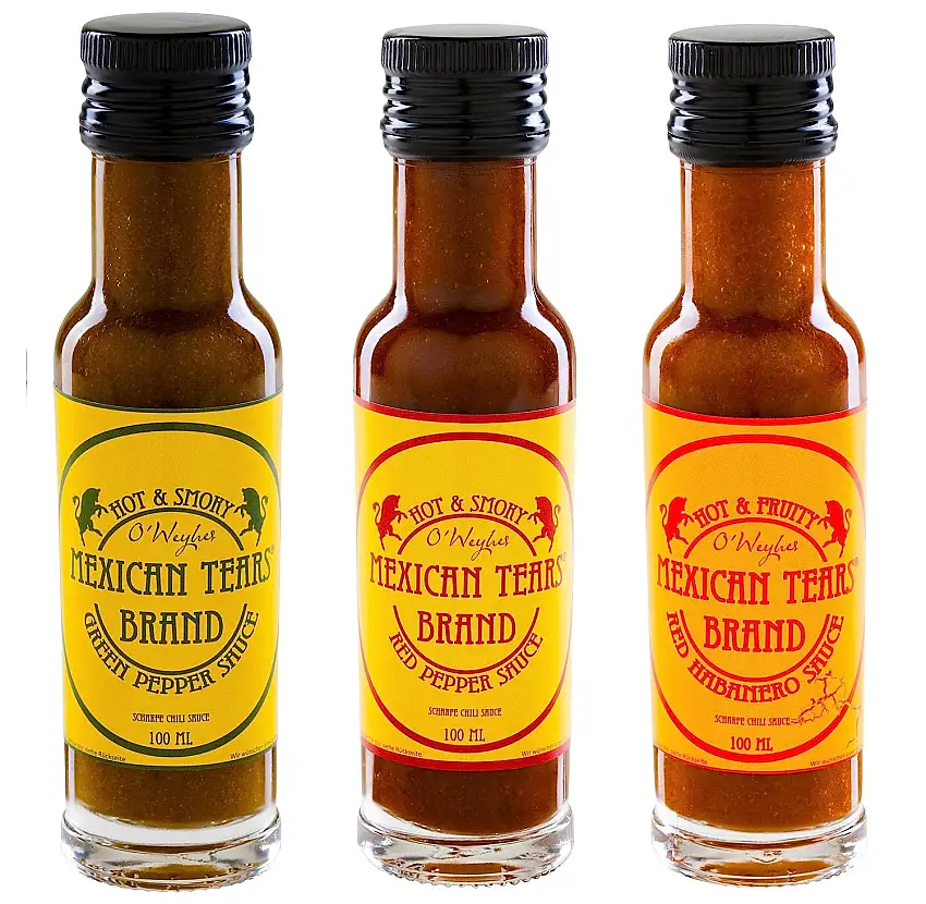 Mexican Tears® - 3er Pack, scharfe Sauce aus Habaneros und Chipotle [3x100ml Chilisauce]