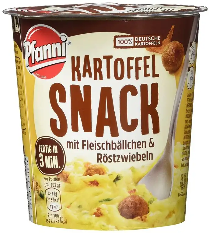 Pfanni Kartoffelpüree, ideal für zwischendurch mit Fleischbällchen und Röstzwiebeln, 53 g, 1 Stück