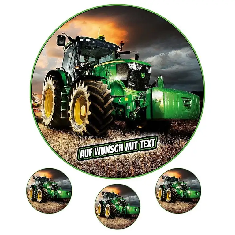Tortenaufleger Fototorte Oblate bild Geburtstag Motiv: Grüner Traktor (Oblatenpapier)