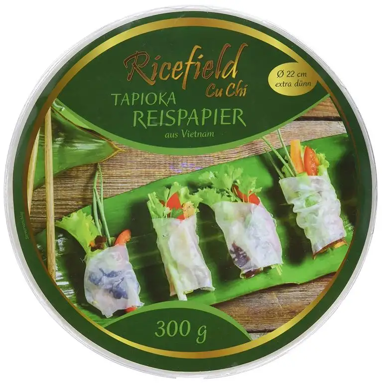 Ricefield Tapioka-Reispapier, rund 22 cm, Premiumqualität, 2er Pack (2 x 300 g Packung)