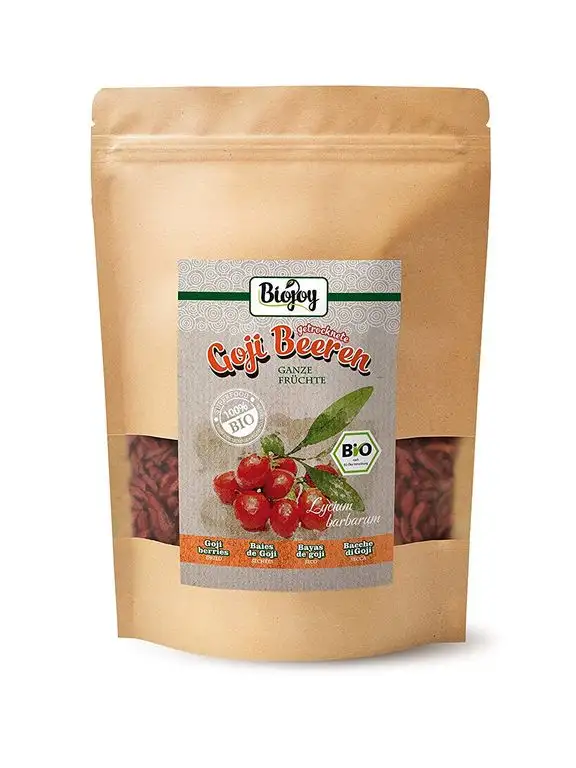 Biojoy BIO-Gojibeeren getrocknet, ungeschwefelte und ungezuckerte Wolfsbeeren (0,5 kg)