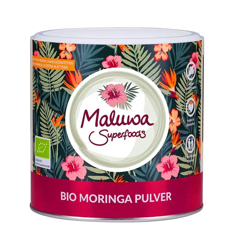 Maluwa Superfoods Bio Moringa Pulver ( aus 100% reinen, handgeernteten Moringa Oleifera Blättern 200Gr )