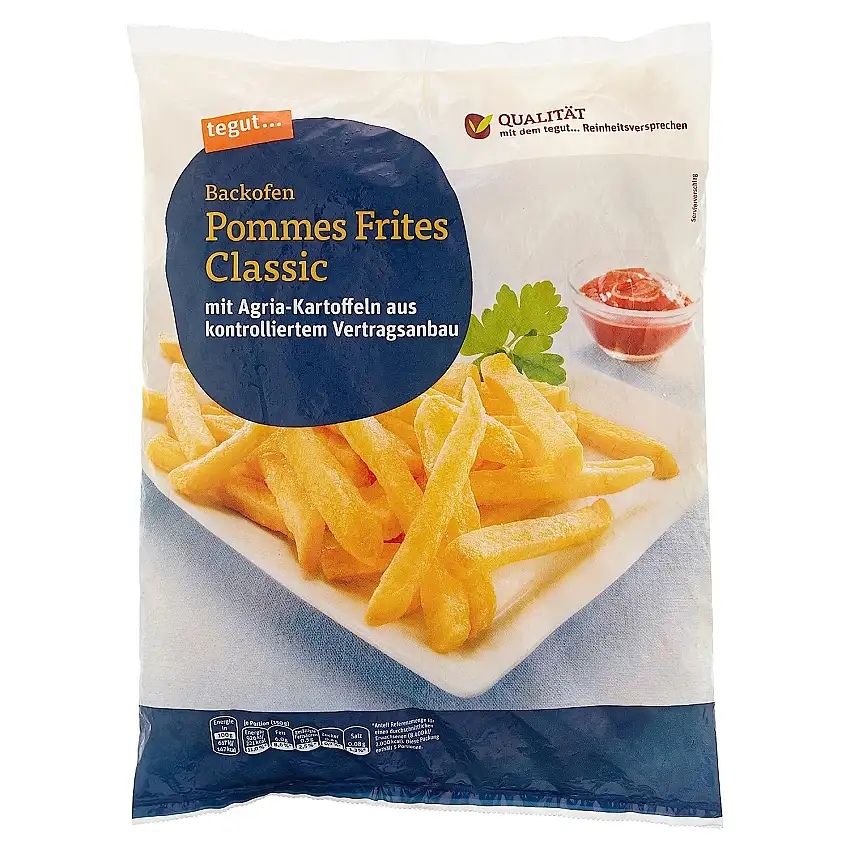 tegut... Backofen Pommes Frites Classic, aus Agria Kartoffeln, 1 x 750 g (Tiefgefroren)