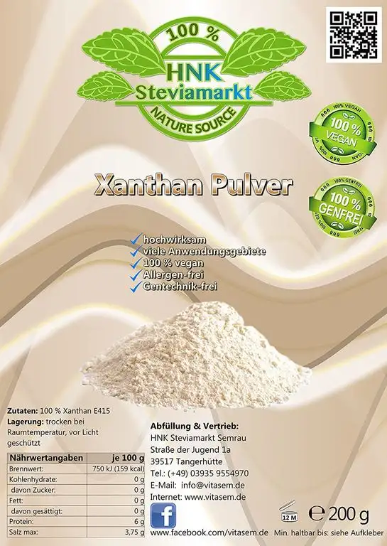 Xanthan Pulver 200g - Stabilisator, Verdickungsmittel - geschmacksneutral in Lebensmittelqualität für Soßen, Dressings, Kosmetik