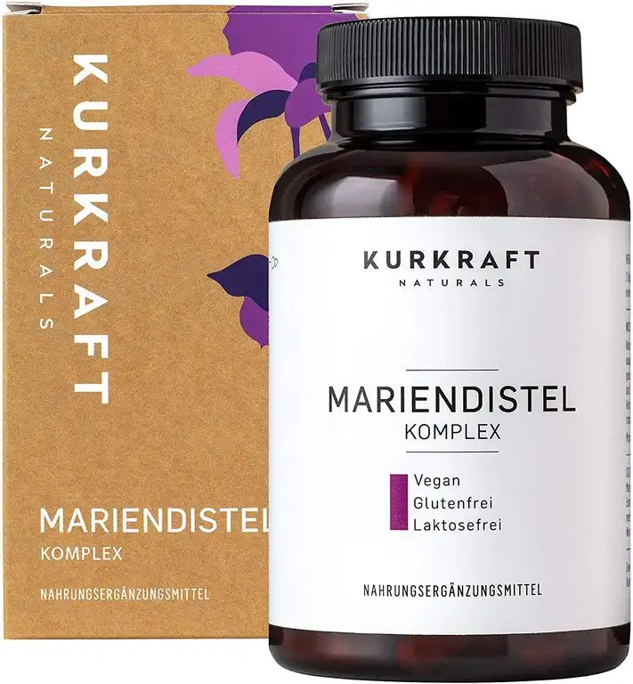 Kurkraft Mariendistel, Artischocke, Löwenzahn, Desmodium - TÜV-Laborgeprüft - 180 Kapseln (124g)- 80% Silymarin - ohne Zusatzstoffe – Hergestellt in Deutschland