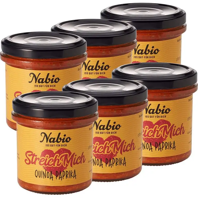 Nabio Quinoa Paprika, Bio Brot-Aufstrich, vegan, 6er Pack (6 x 140 g)