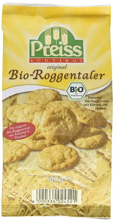 Preiss Bio Südtiroler Original Roggentaler 150 g, 5er Pack (5 x 150 g)