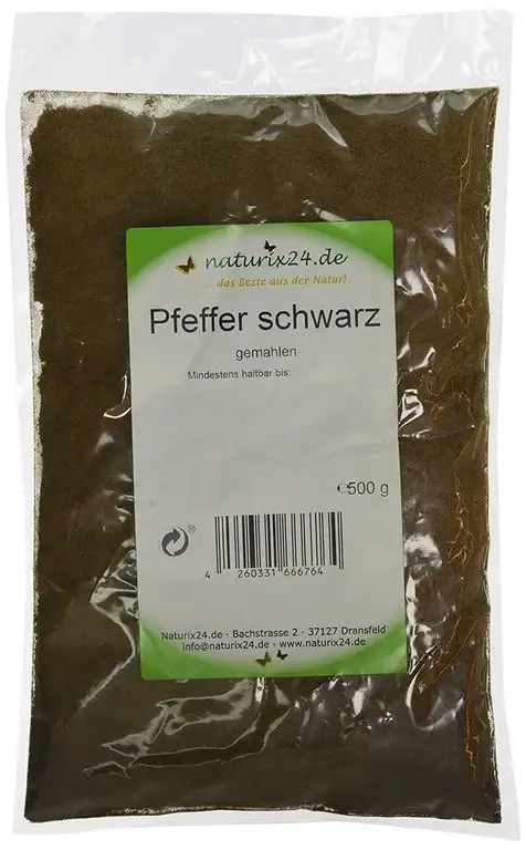 Naturix24 Pfeffer schwarz gemahlen – Beutel, 1er Pack (1 x 500 g)