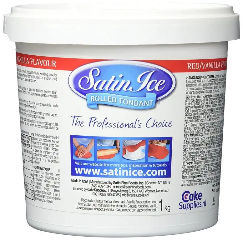 Satin Ice Rollfondant Vanilla, 1er Pack (1 x 1000 g), rot