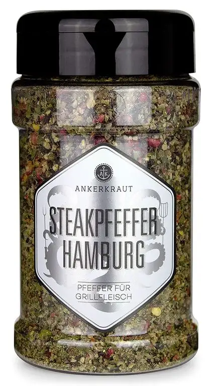 Ankerkraut Steakpfeffer Hamburg, die hanseatische Pfeffer-Mischung für den Grill, 170g im Streuer