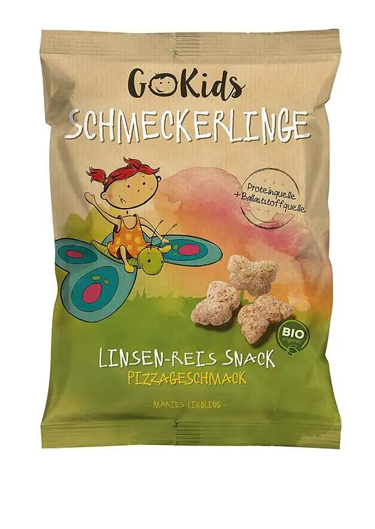 GoKids Schmeckerlinge: Bio Linsen-Reis Snack mit Pizzageschmack. 14er Pack (14 x 30 g)
