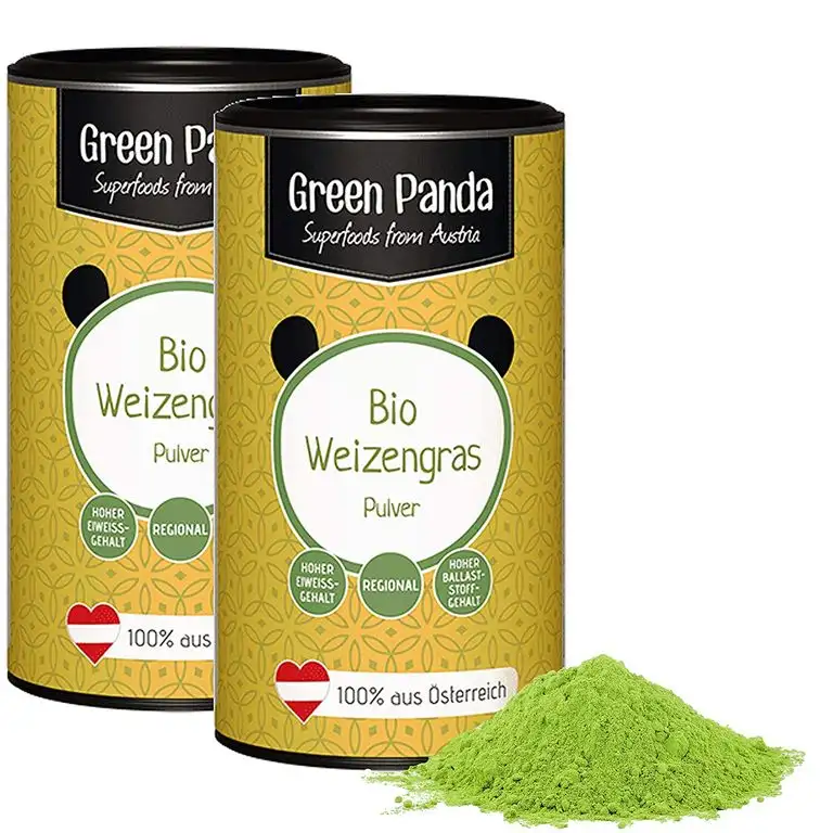 Weizengraspulver BIO aus jungem Weizengras, gut löslich, fein gemahlen für Weizengrassaft, Weizengraspulver aus österreichischem Bio-Anbau, laborgeprüft und zertifiziert, Doppelpack 2x 125 g