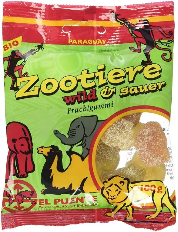 El Puente Zootiere wild & sauer, Bio-Fruchtgummi, 10er Pack (10 x 100 g)