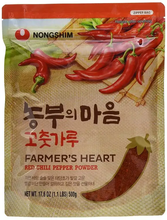 Nong Shim Farmer's Heart Red Chili Pepper Powder - Rotes Paprikapulver zum Würzen zahlreicher Gerichte - 1 x 500g in einer wiederverschließbaren Verpackung