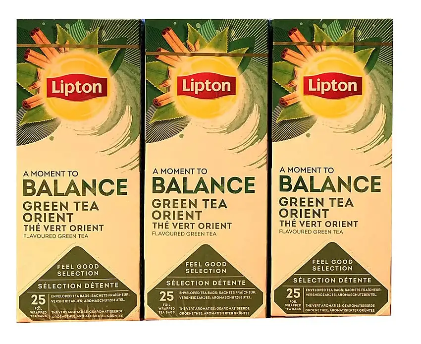 Lipton Grüner Tee Orient 3 x 25 Teebeutel Aromatisierter Grüntee (Einzeln Verpackt)