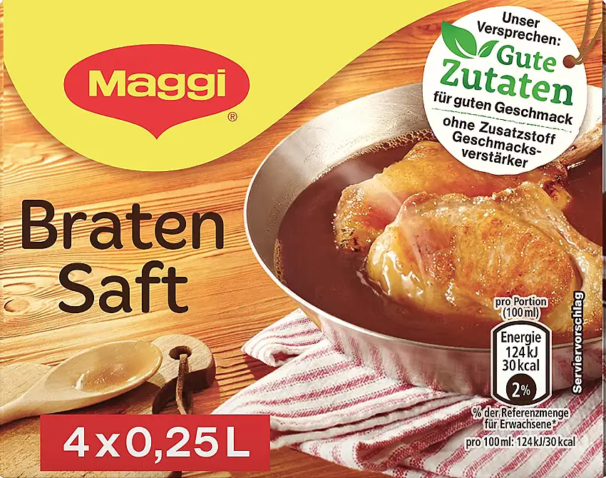 Maggi Bratensaft für 1 Liter Soße, (4 x 0,25 l)