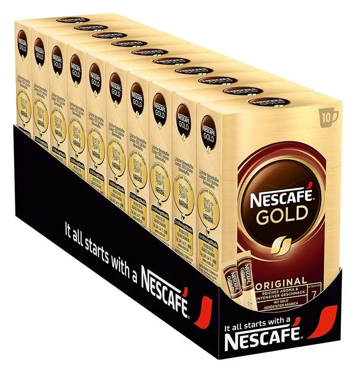 NESCAFÉ GOLD Original, löslicher Bohnenkaffee aus erlesenen Kaffeebohnen, koffeinhaltiges Instant-Pulver, vollmundig & aromatisch, 10er Pack (à 10 x 2 g Sticks)