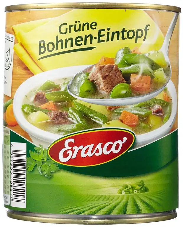 Erasco  Grüne Bohnen-Topf mit erntefrischem Gemüse, 3er Pack (3 x 800 g Dose)