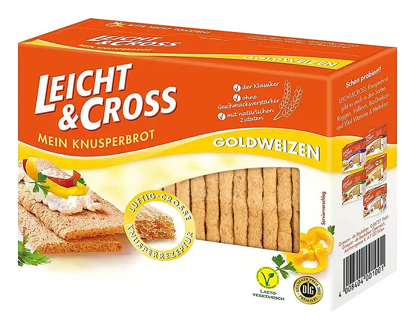 LEICHT&CROSS Knusperbrot Goldweizen, 8er Pack (8 x 125 g)