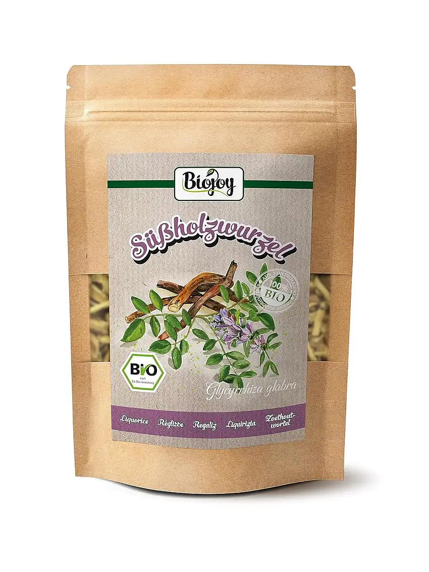Biojoy BIO-Süßholzwurzel (100 g), getrocknet und geschnitten, Süssholzwurzel Tee (Glycyrrhiza glabra)