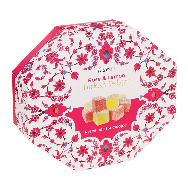 Truede Rose & Zitrone Turkish Delight in einer Sechseckigen Schachtel 300g, 2er Pack (2 x 300 g)