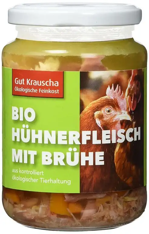 Gut Krauscha Bio Hühnerfleisch mit Brühe, 2er Pack (2 x 320 g)