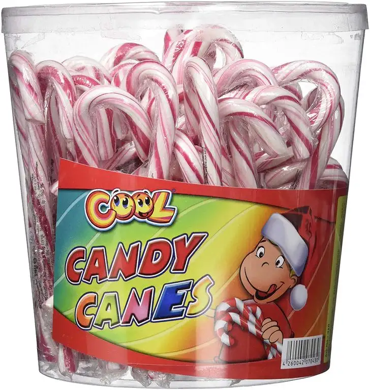 Cool Candy Canes 50 Zuckerstangen a 14 g rot/weiß | mit Erdbeergeschmack | Dose mit 50 Stück (50 x 14g)