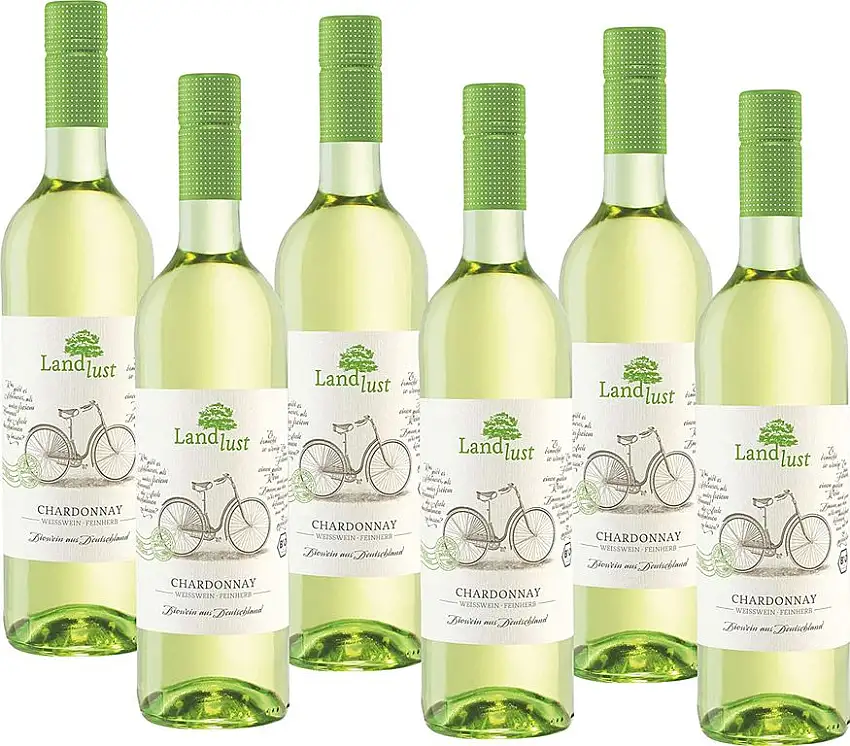 Landlust Chardonnay BIO und VEGAN QbA feinherb, 6 x 0.75 L