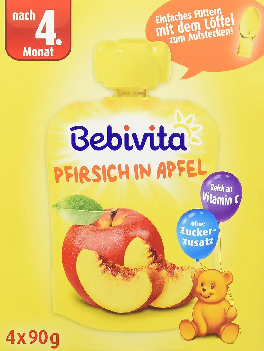Bebivita Pfirsich in Apfel, 4 Stück, 360 g