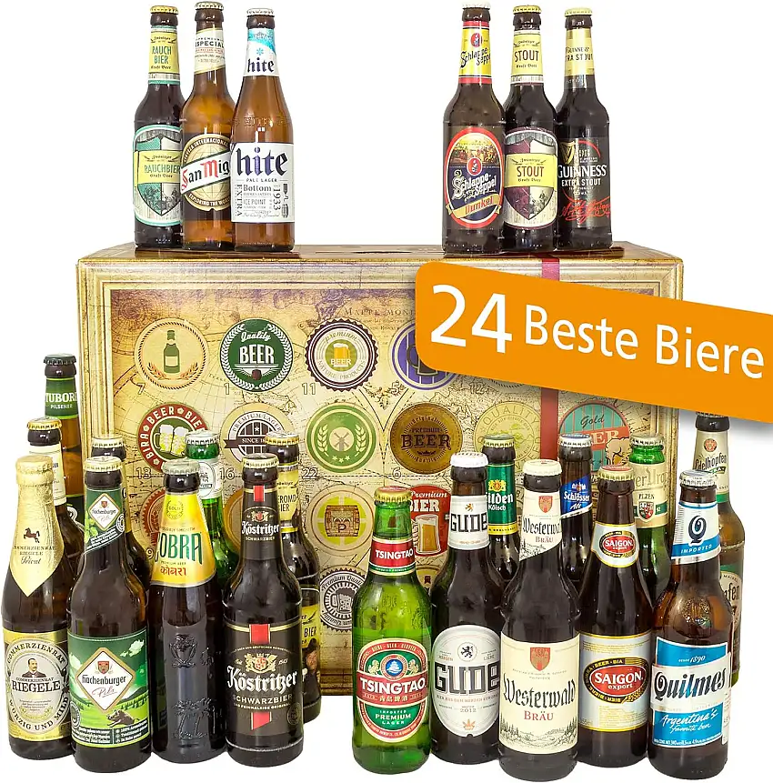 24x Biere der Welt + Deutschland / Geburtstag Geschenk / Mann Geschenkset