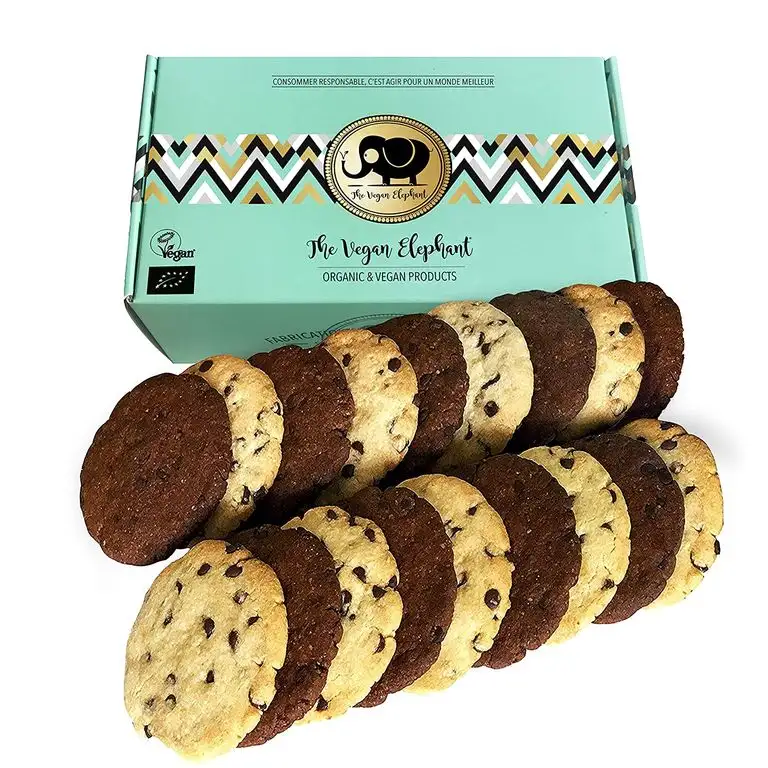 Vegan Cookies Bio Kekse: 17 Vanille-Schokoladen und Doppelte-Schokoladen Kekse, 100% Biologisch, Palmöl-Frei & GVO-Frei, Handgefertigt aus Hochwertigen Zutaten. 595g