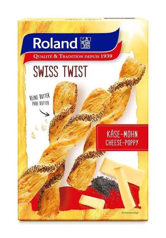 Roland Swiss Apero Käse-Mohn 100 g, 4er Pack (4 x 100 g)