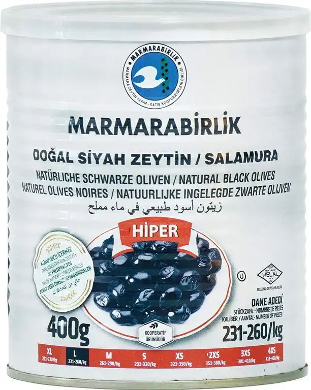 Marmarabirlik Oliven, schwarz, mit Stein, 2er Pack (2 x 400 g)