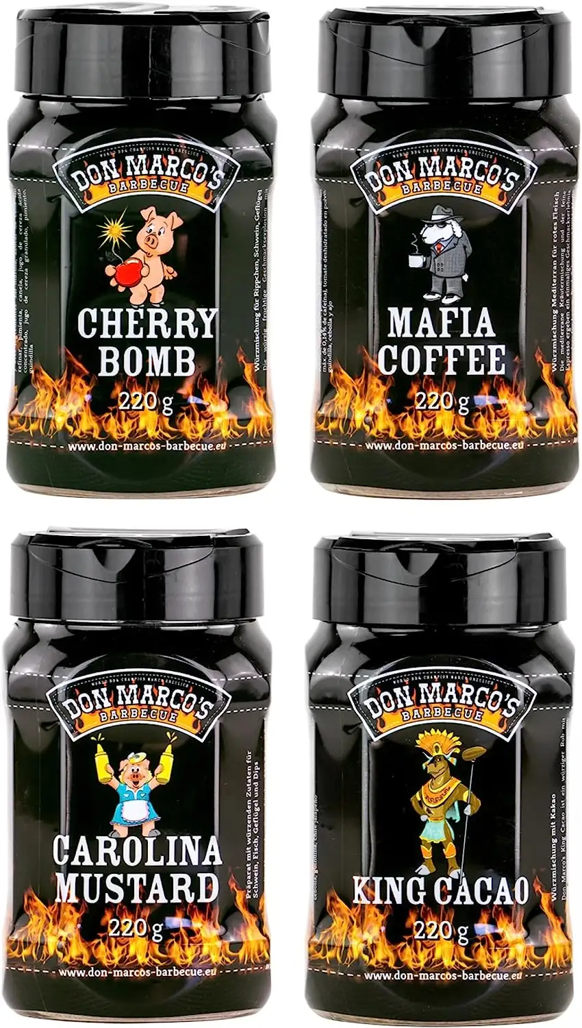 DON MARCO'S BARBECUE KS0302 Don Marco´s Rub-Set: Cherry Bomb, Mafia Coffee, Carolina Mustard & King Cacao