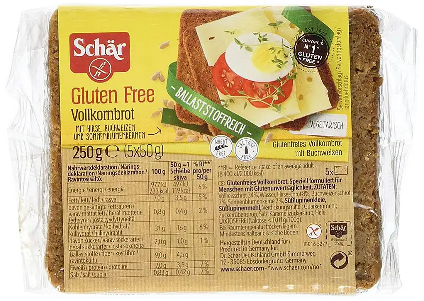 Schär Vollkornbrot glutenfrei 250g, 6er Pack (6x250g)