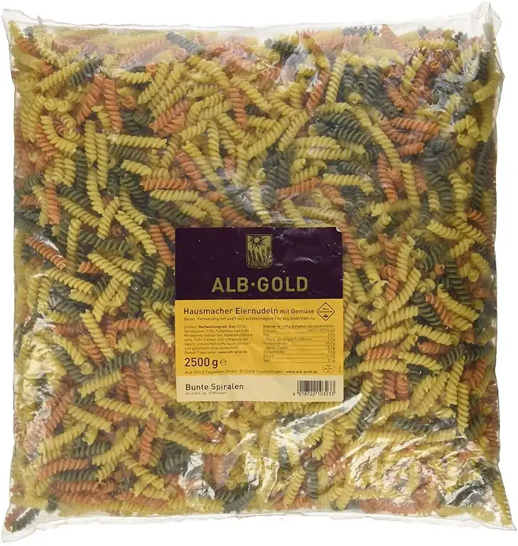AlbGold Bunte Nudeln (Fusilli), 1er Pack (1 x 2.5 kg Packung)