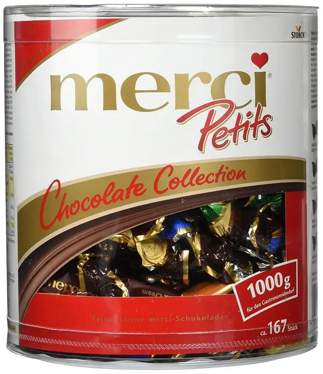 merci Petits Chocolate Collection in der Runddose – Feine Pralinen in 7 köstlichen Sorten - kleines Dankeschön für jedermann – (1 x 1kggeschenkdose)