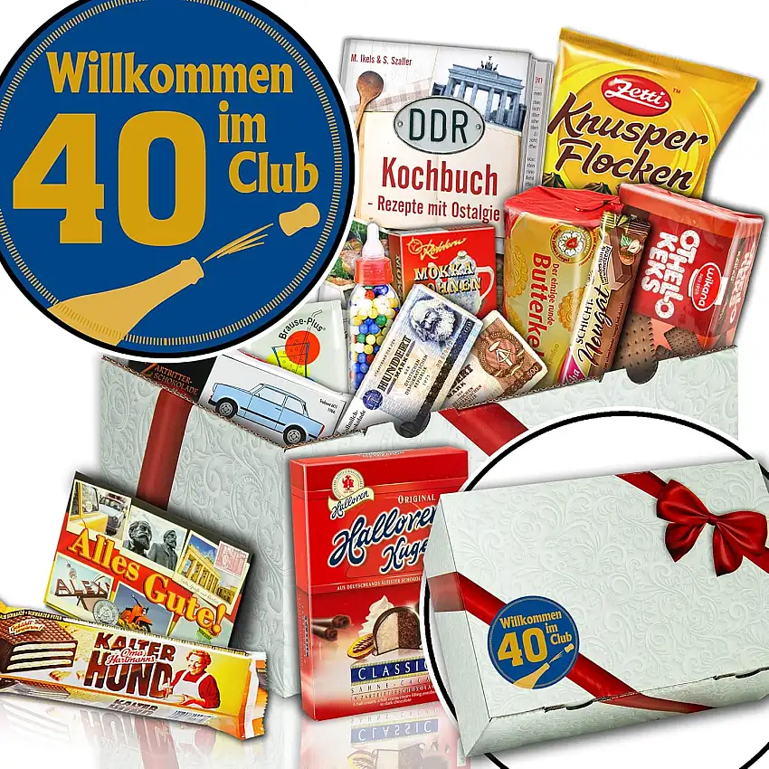 Wilkommen im Club 40 - Süßigkeiten Boxen - Geschenke zum 40 Geburtstag