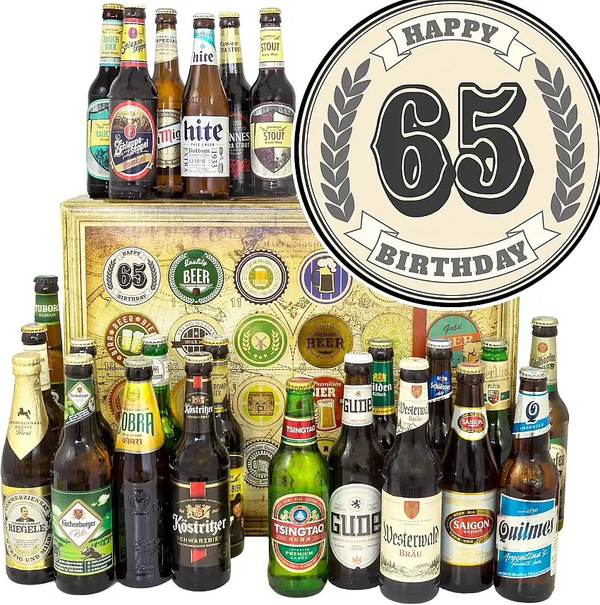 65. Geburtstagsgeschenk/Bier Set Welt und DE/Geschenke zum 65 Geburtstag/Adventskalender 2024 2025 Bier Männer