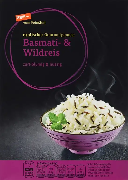 tegut... vom Feinsten Basmati- und Wildreis (zart blumig und nussig, Basmati mit schwarzem Reis, Ballaststoffreich)